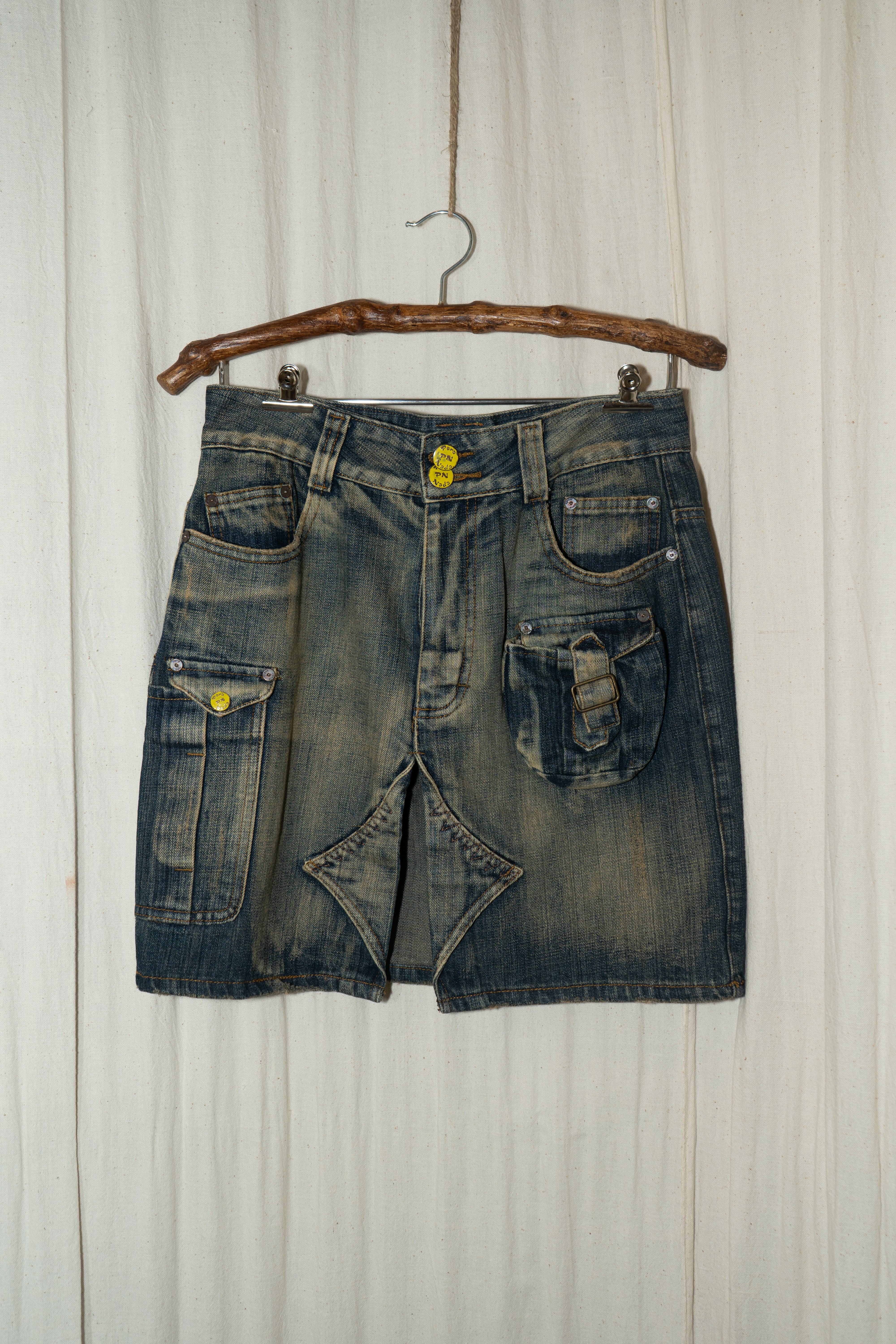 Clothing Acid Wash Jean Skirt 80s Acid Wash Denim Skirt: Major