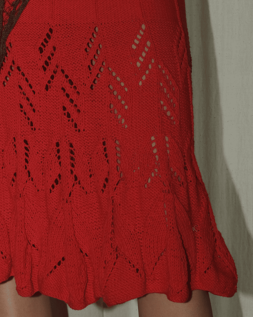 Situationist - Red Hand Knitted Tulip Skirt