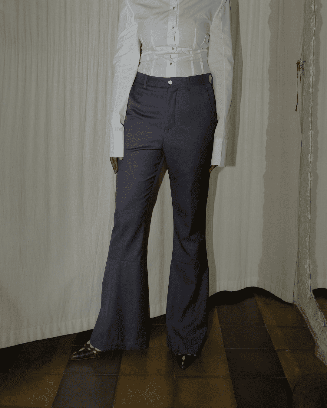 Permu - Flared Trousers with Back Slit