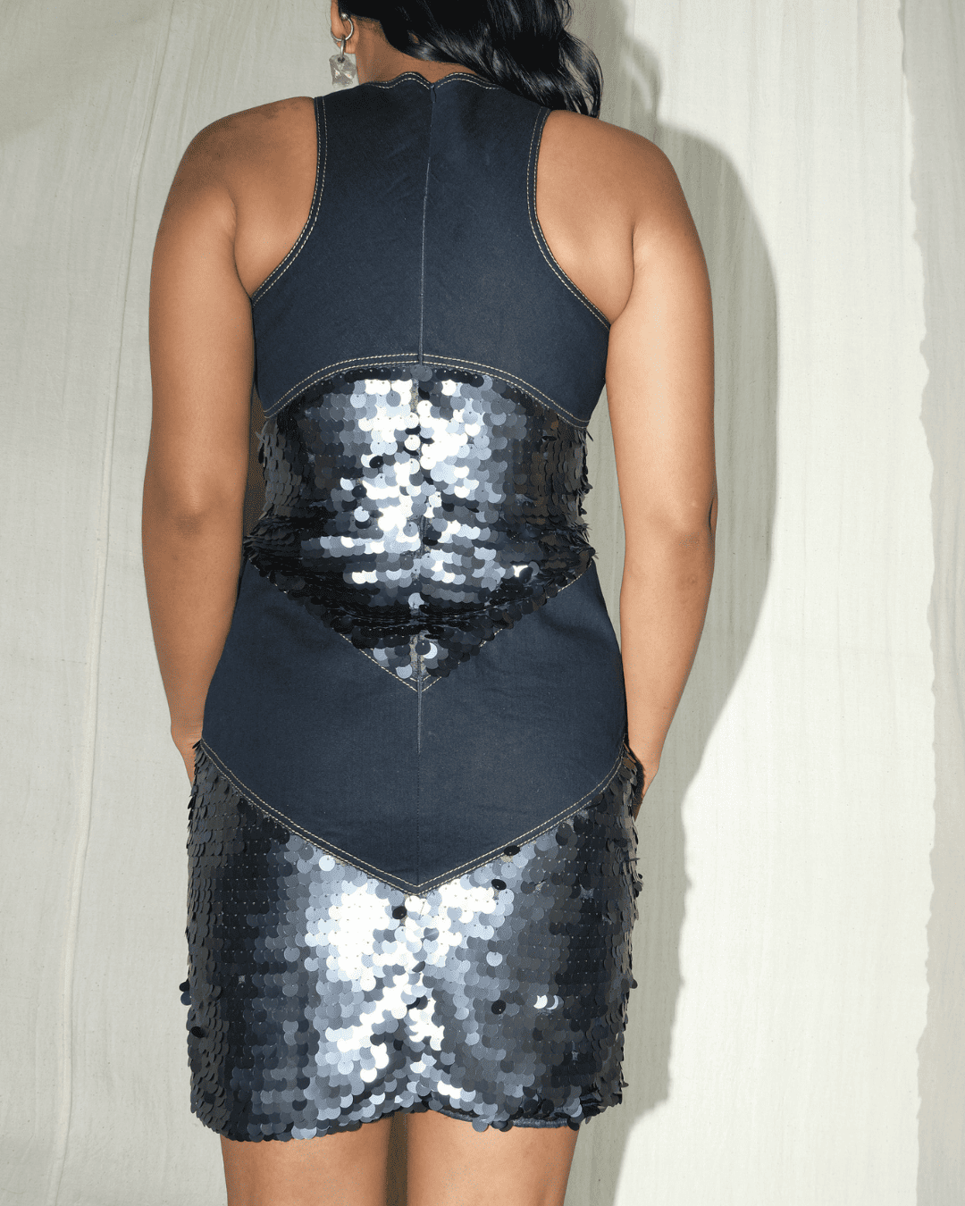 Serafin Andrzejak Sequins Denim Dress