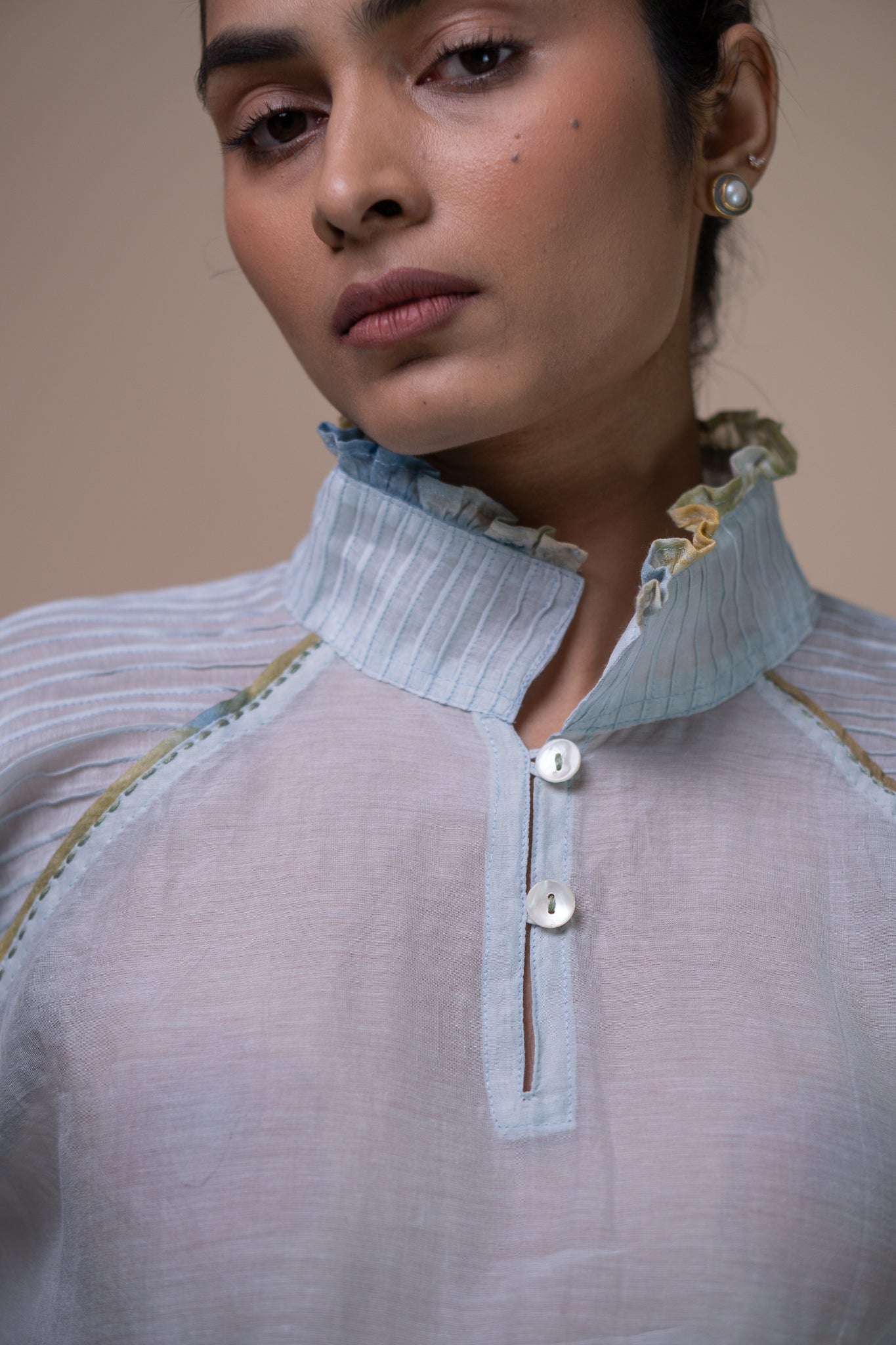 Lafaani - Meadows Pintcuked Chanderi Blouse