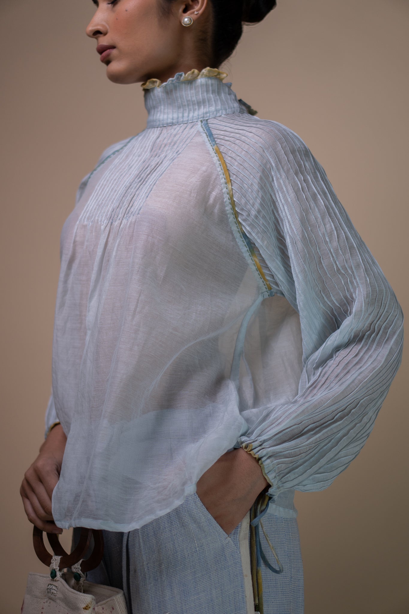 Lafaani - Meadows Pintcuked Chanderi Blouse