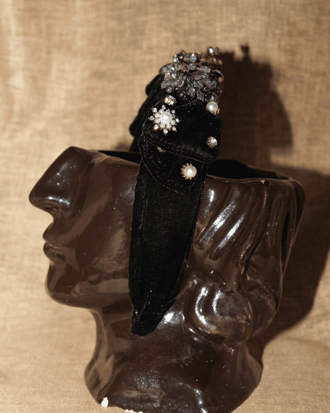 Vintage Black Embellished Headband