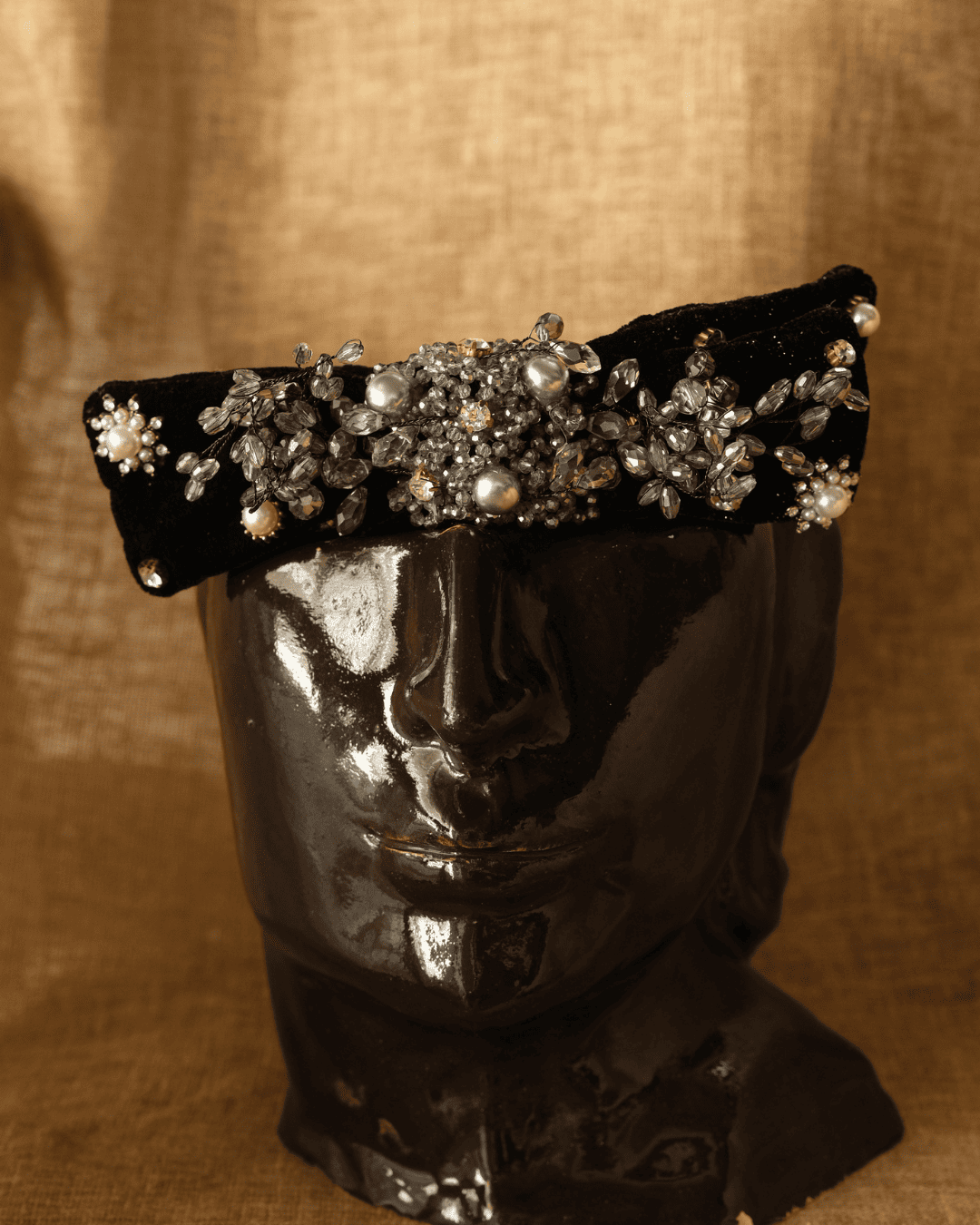Vintage Black Embellished Headband