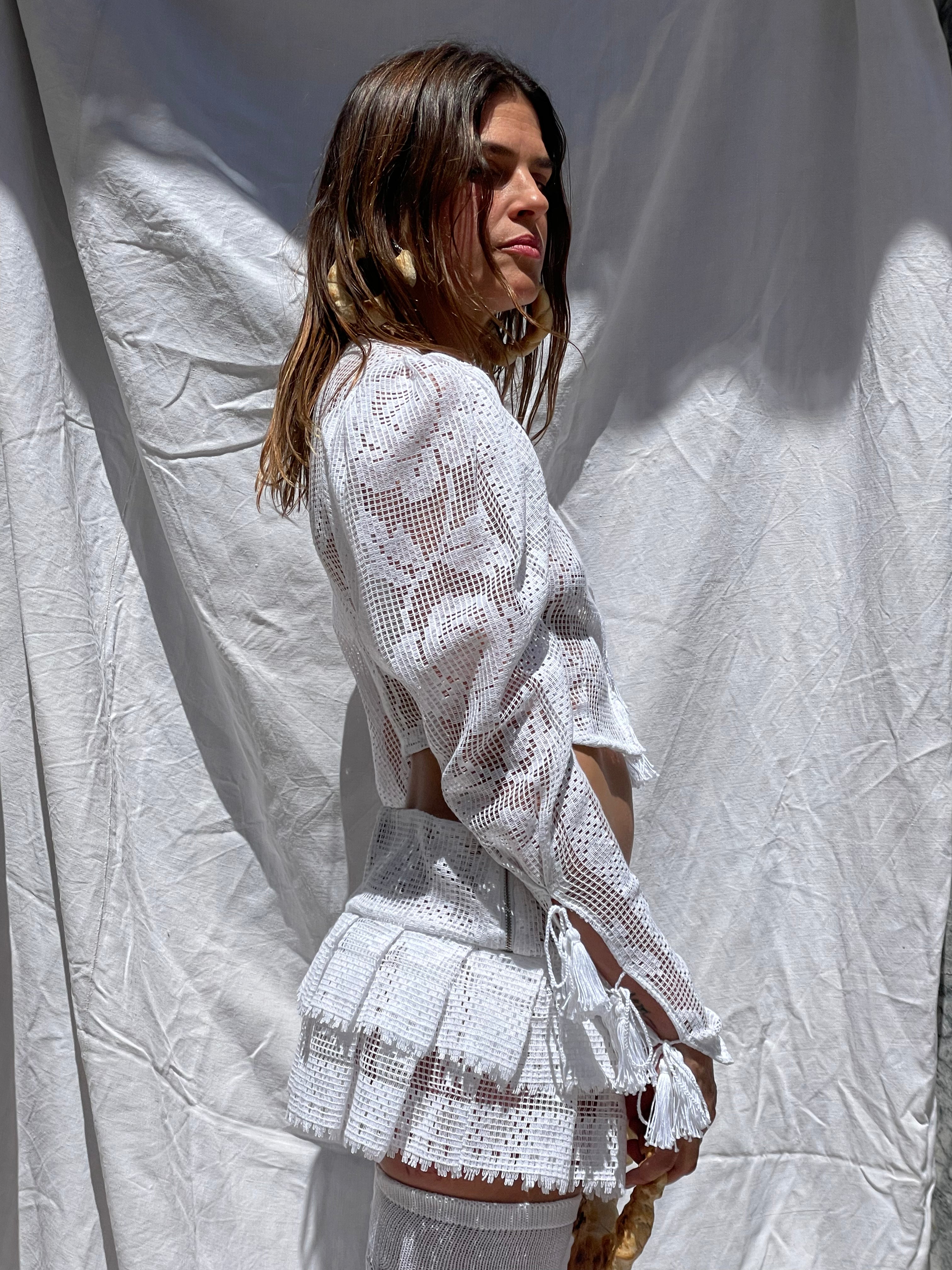 A rose bodice made using table cloth by a brand called behen sold by two extra lives