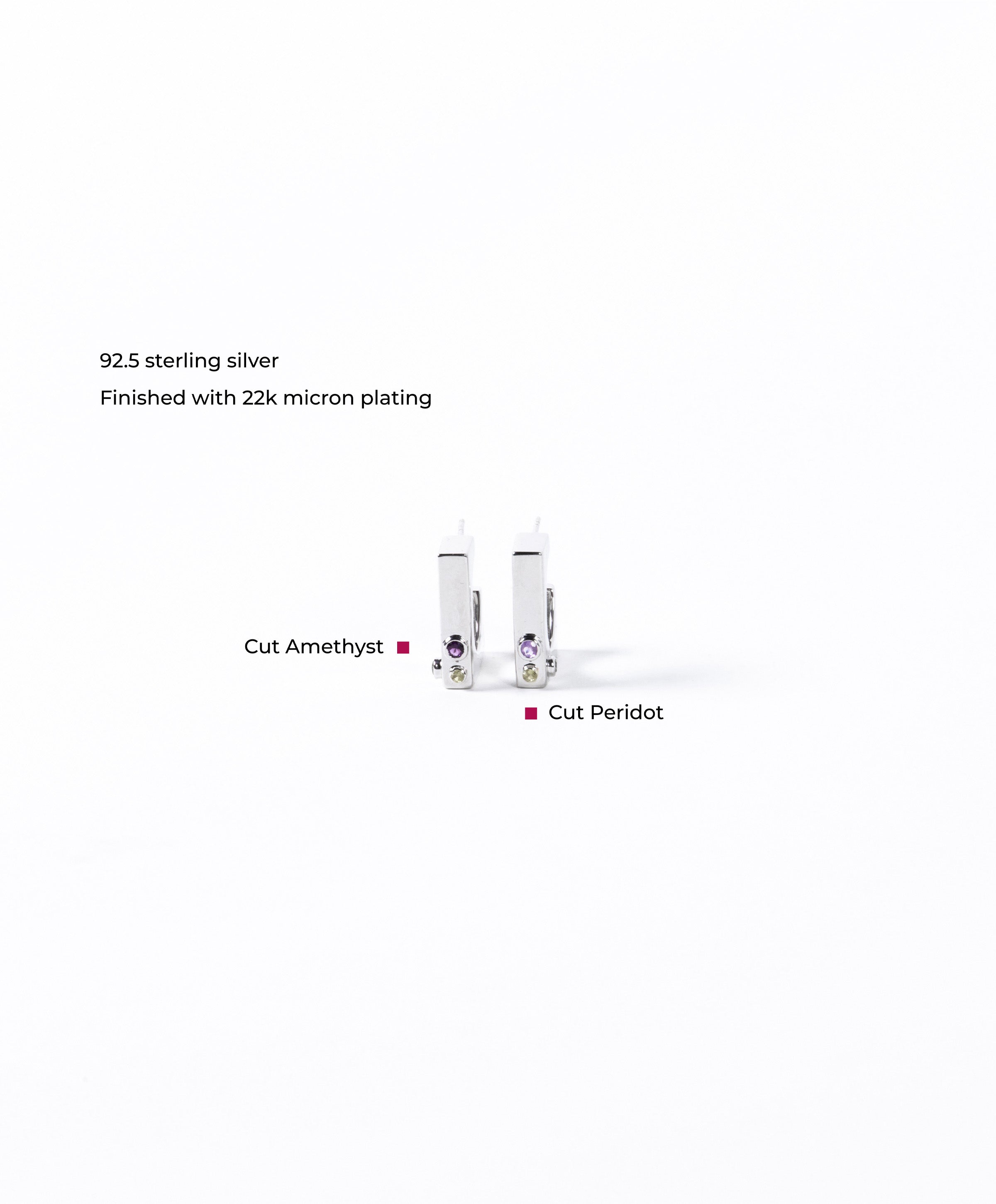 Maison Megh Edge Hoops with Gems Silver