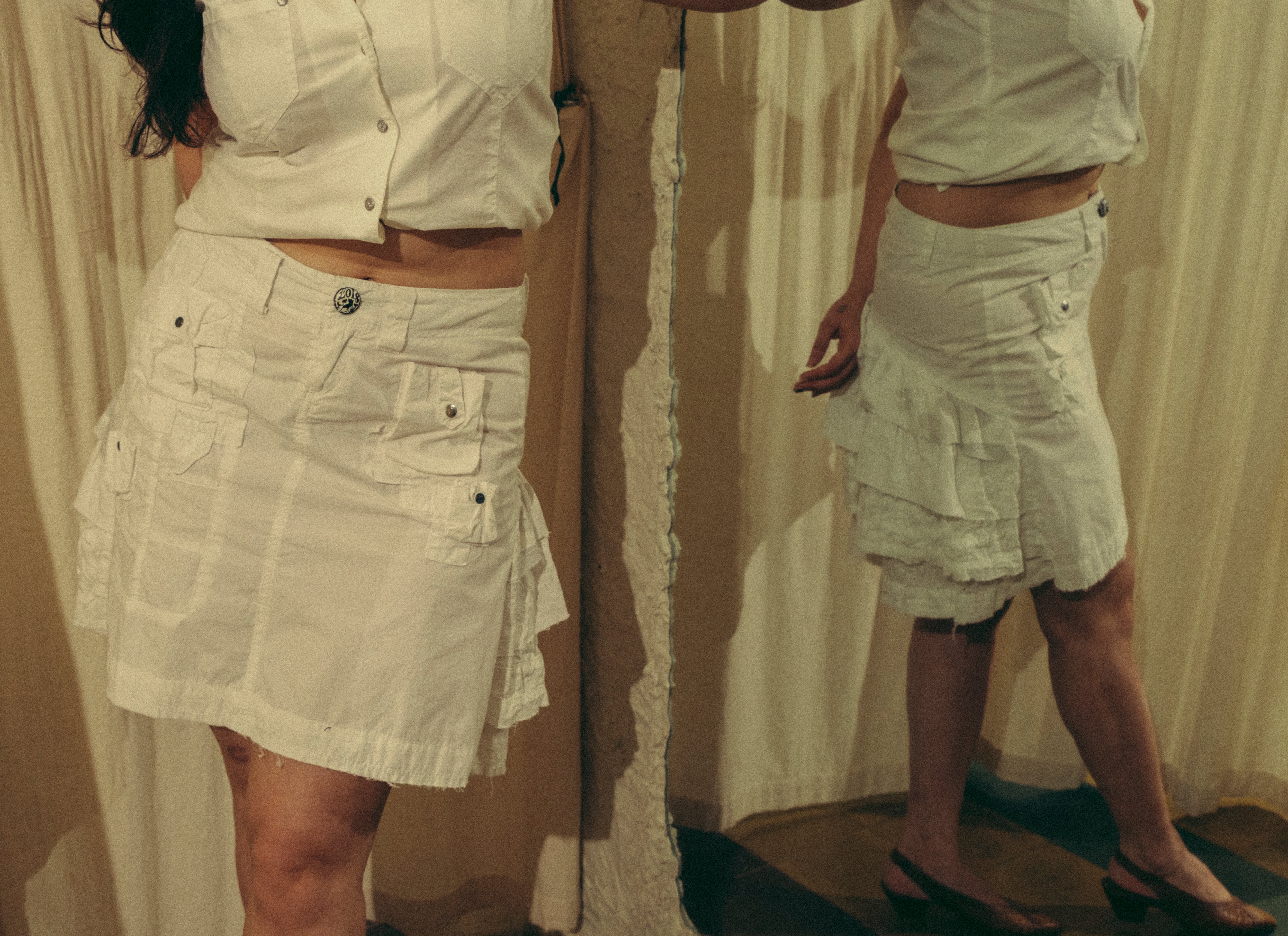 Up All White Cargo Skirt