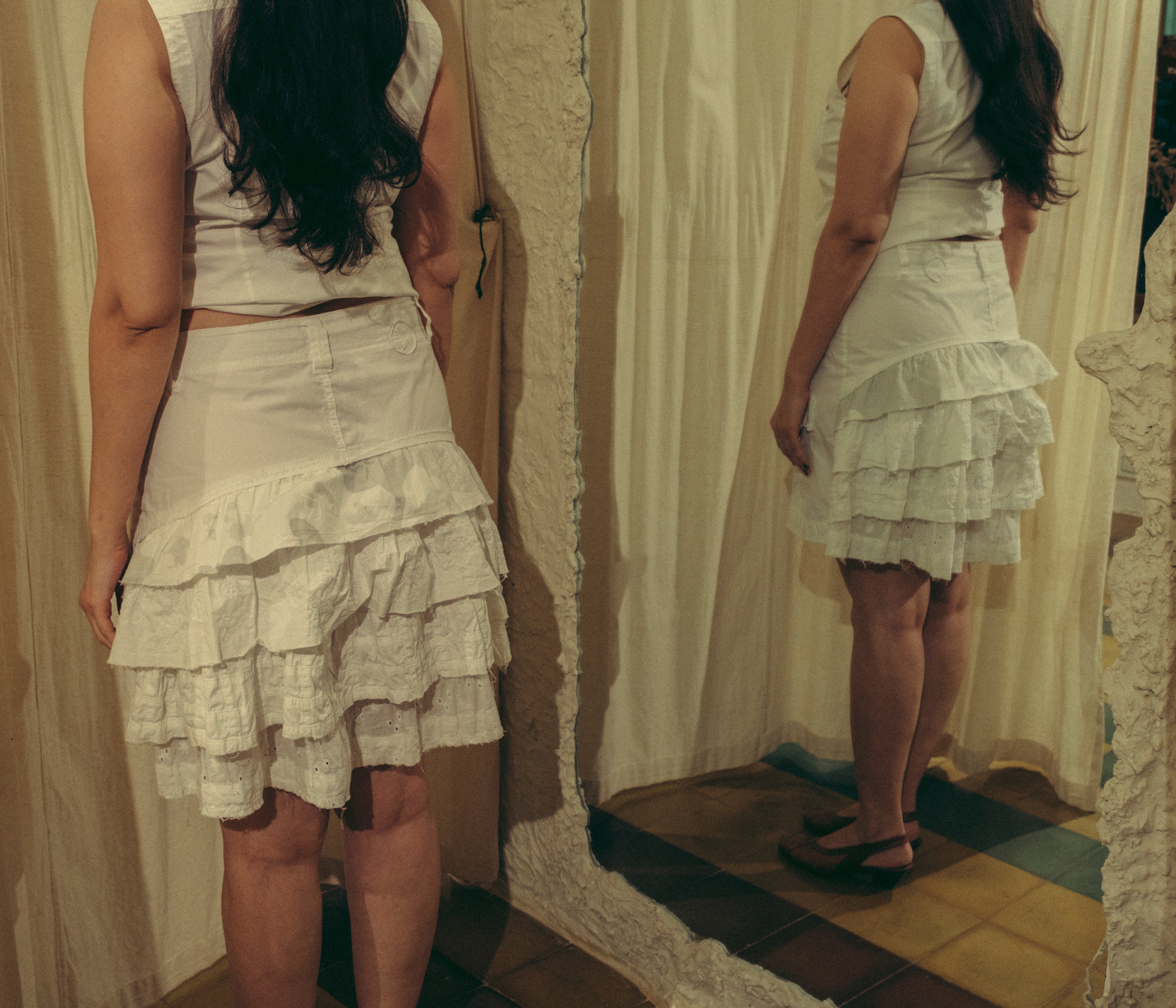 Up All White Cargo Skirt