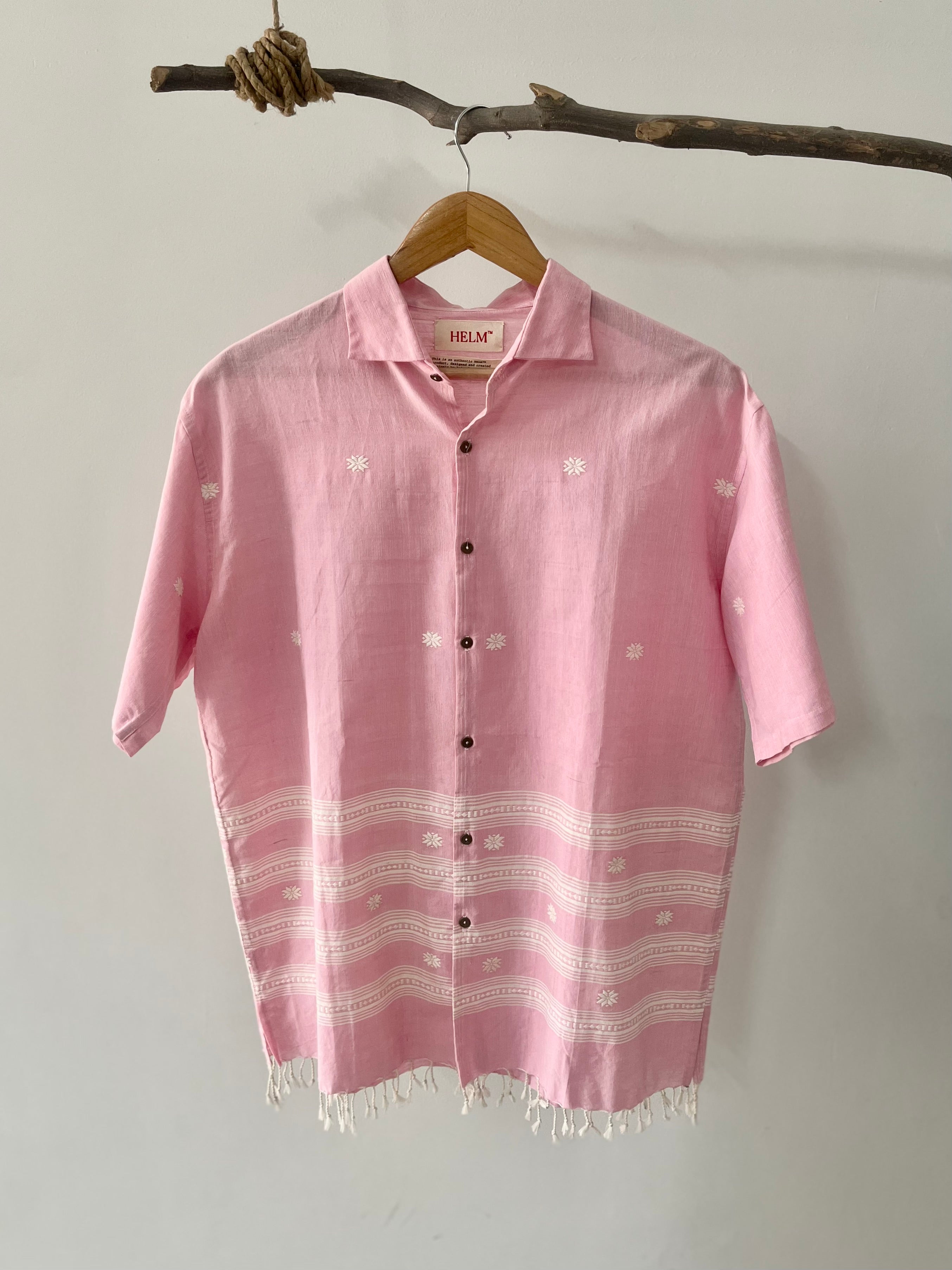 HELM - BY WOMEN WEAVERS IN ASSAM - PINK & CREAM