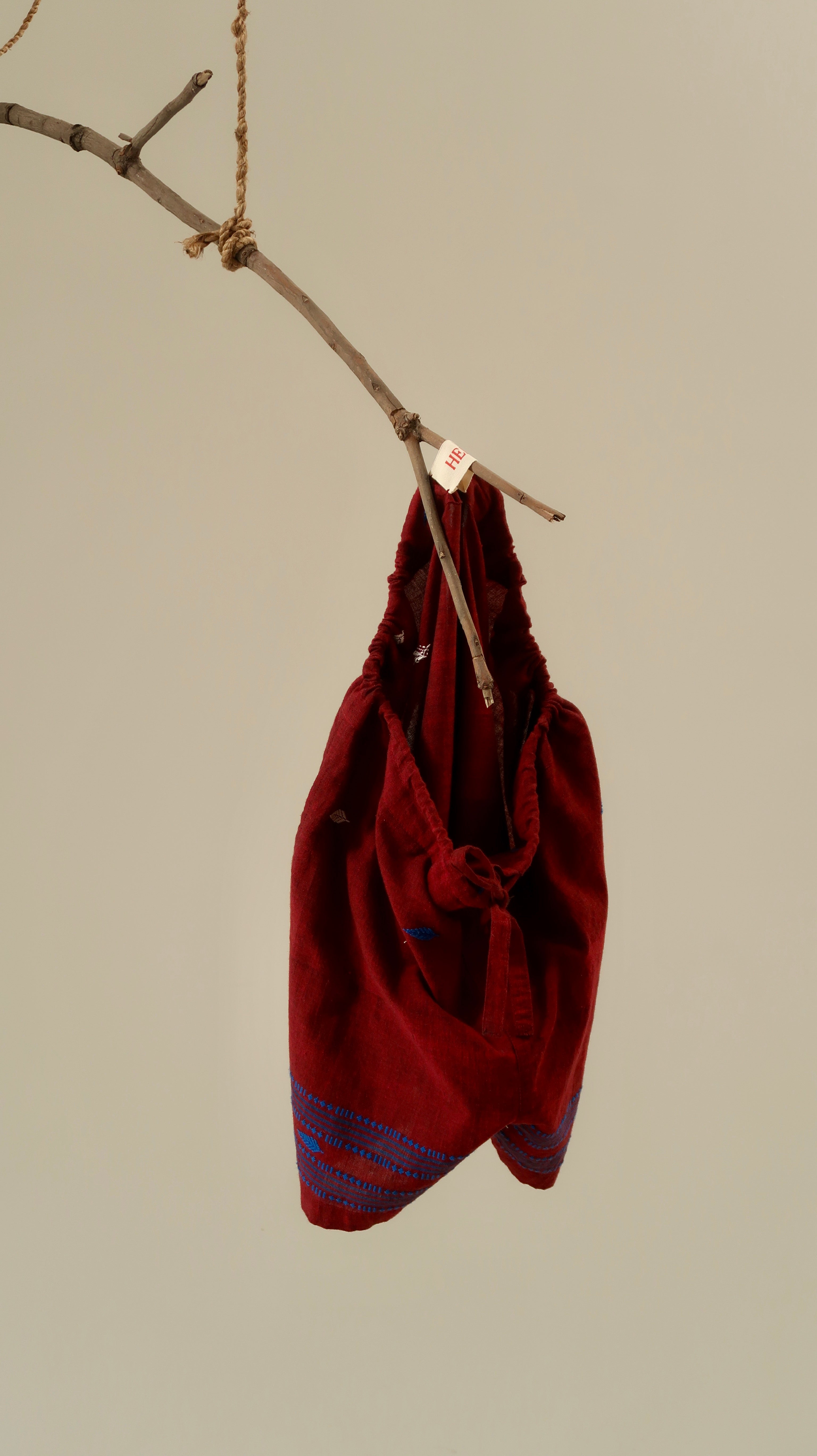 HELM - BY WOMEN WEAVERS IN ASSAM - MAROON & INDIGO