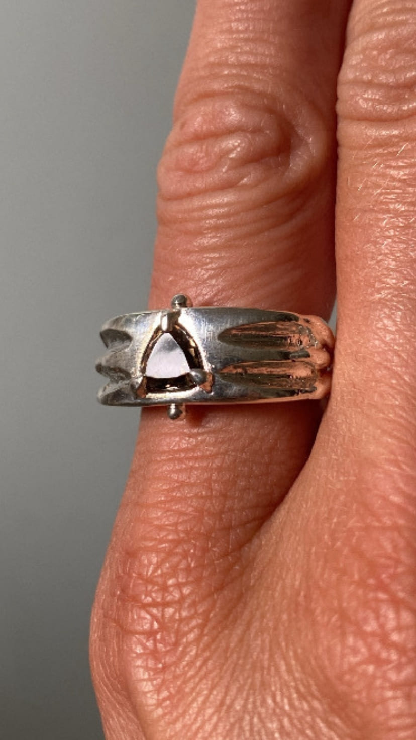 Silver 925 w SMOKY QUARTZ OJAS studio CLEOPATRA RING-TWO-EXTRA-LIVES