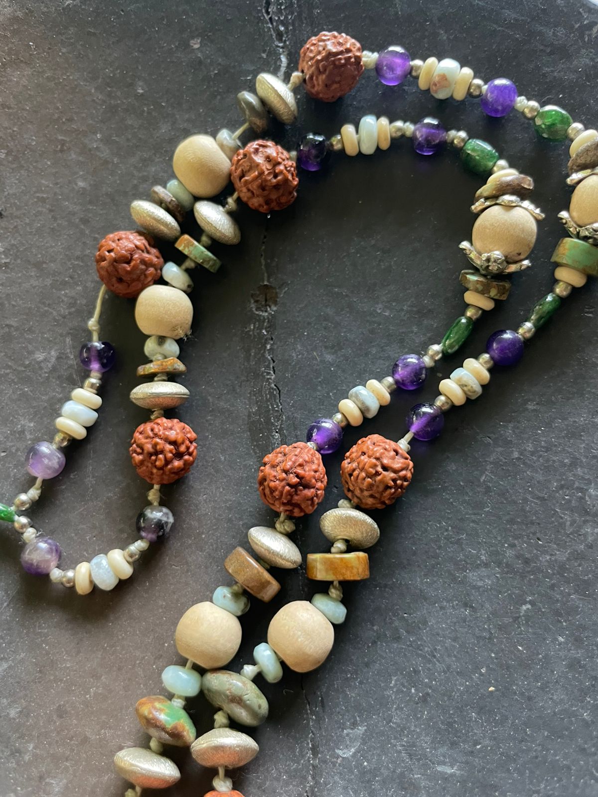 GIPSY CARAVAN - BONE CARVED (YAK) INLAID WITH TIBETAN TURQUOISE STONE