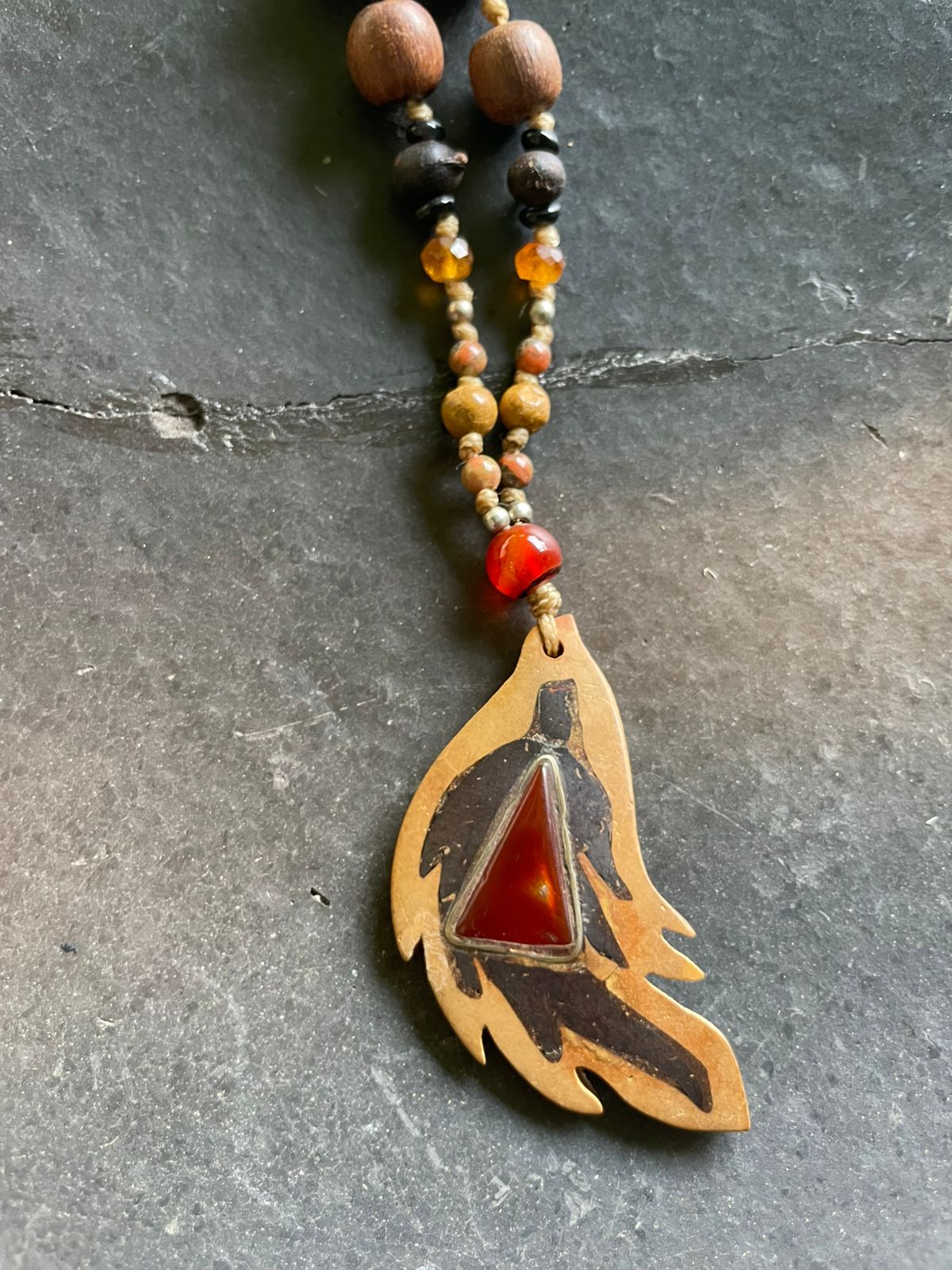 GIPSY CARAVAN - CARNELIAN STONE SET IN COCONUT & PUMKIN DRIED SILVER