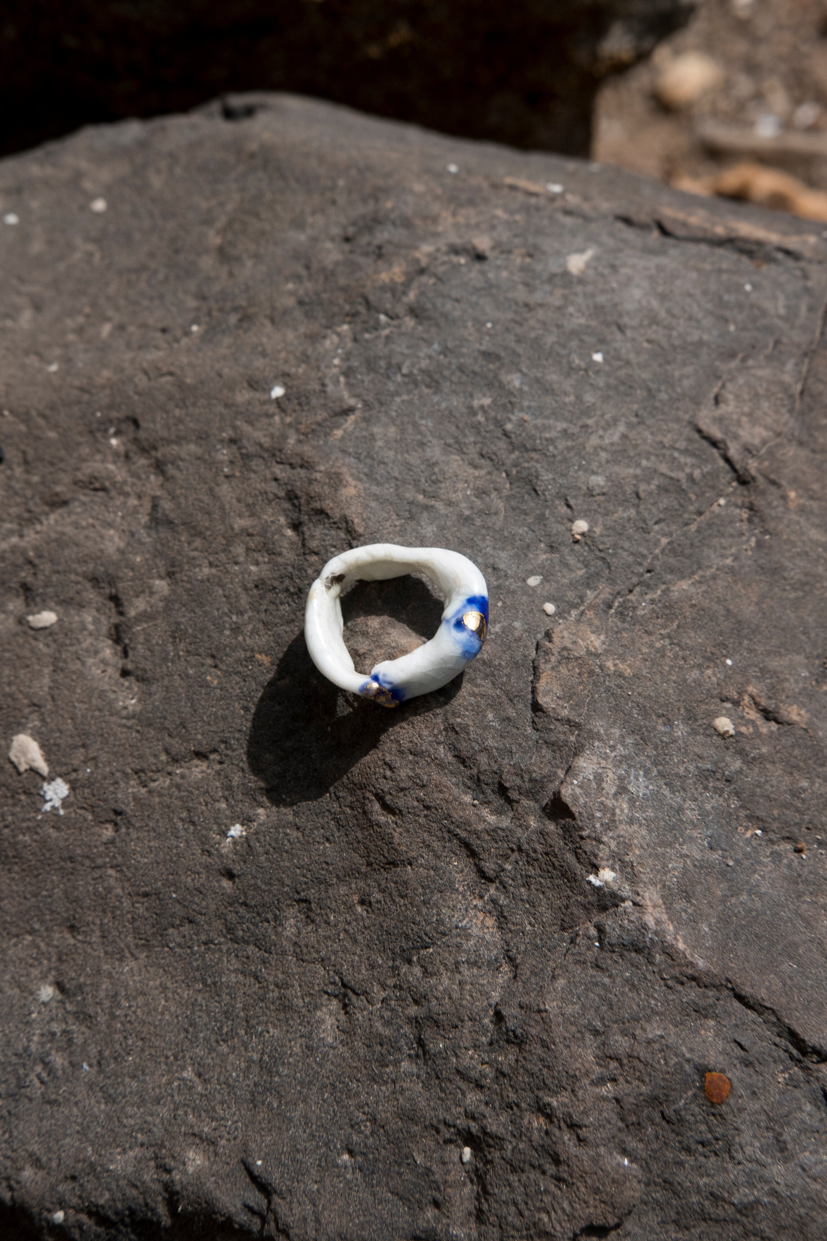 Blue Spot Ceramic Ring