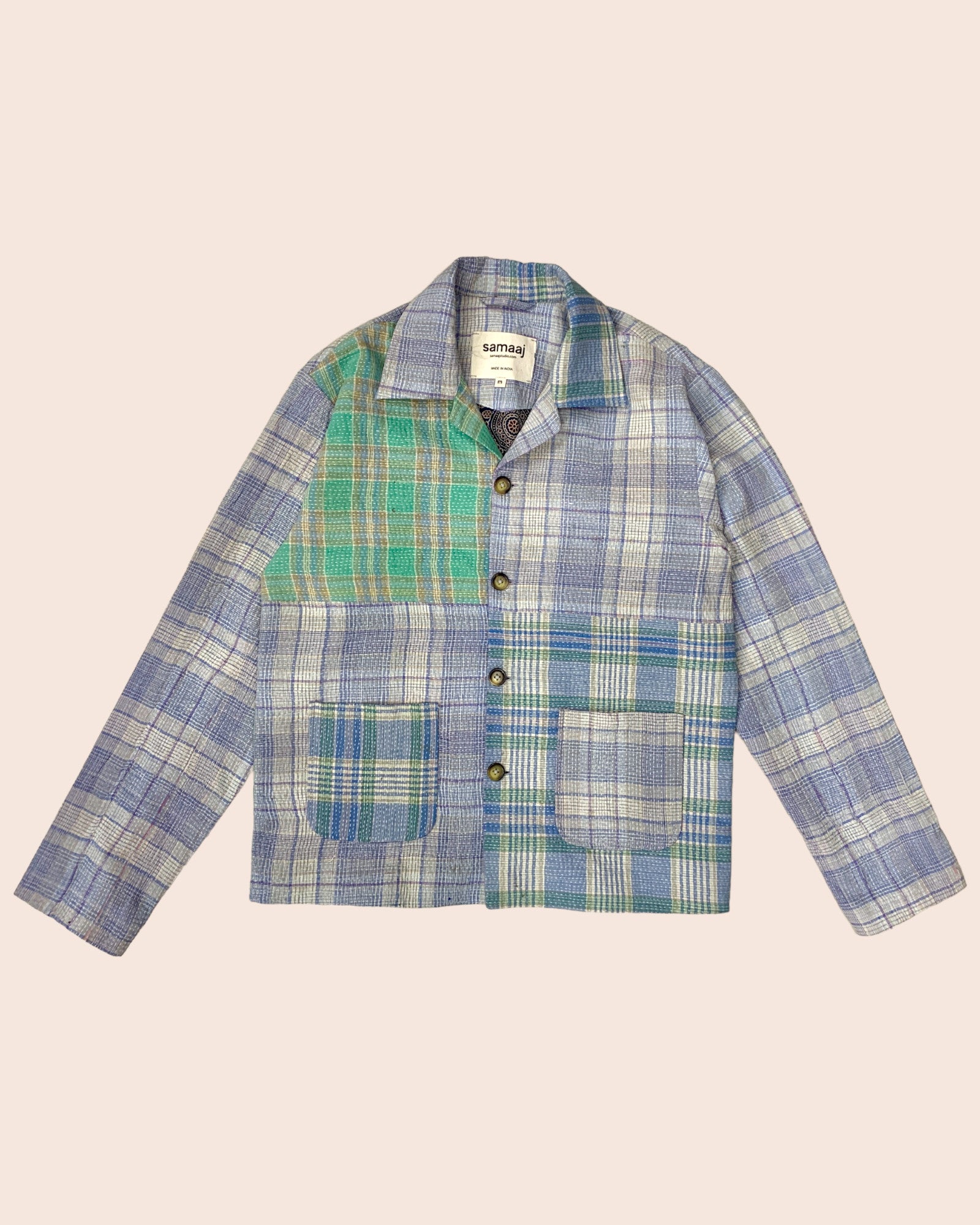 SKU 122 blue white checked jacket.JPEG